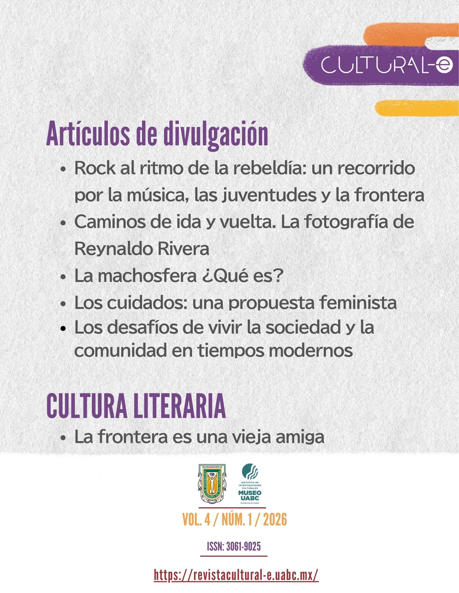 					Ver Vol. 4 Núm. 1 (2026): Cultural-e 
				